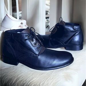 H by Hudson Terran Alaska Oxfords Lace Up Boots Size 41 US 8 Leather Black Brown